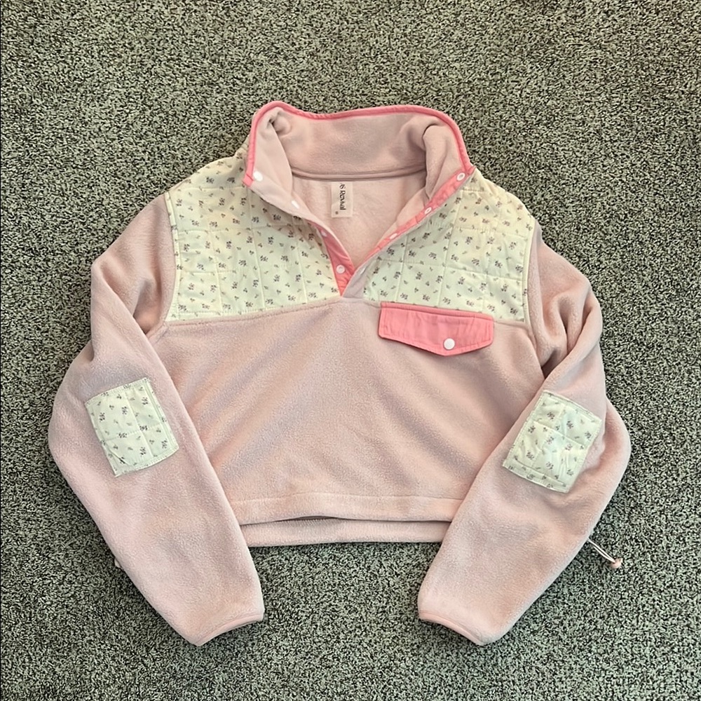 Pink and White Fleece Pullover